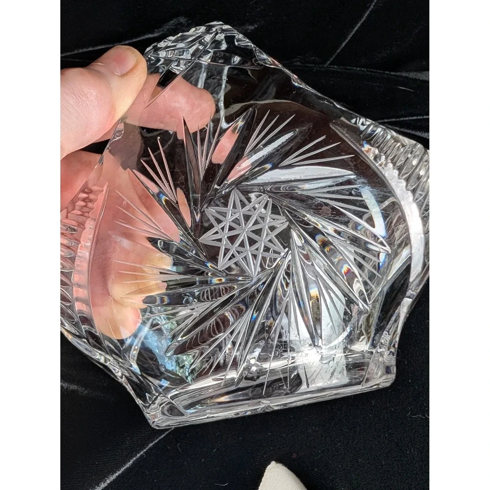 Vintage Bohemian Cut Crystal Basket 6